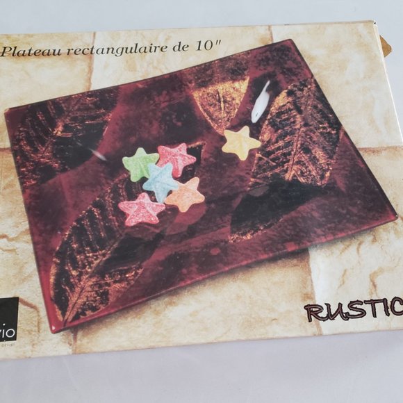 Gold leaf, brown rectangular plate - Picture 4 of 4